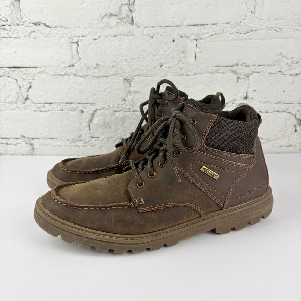 Rockport Brown Leather Waterproof Laced Java Ankle Boots Men’s 8.5 Wide